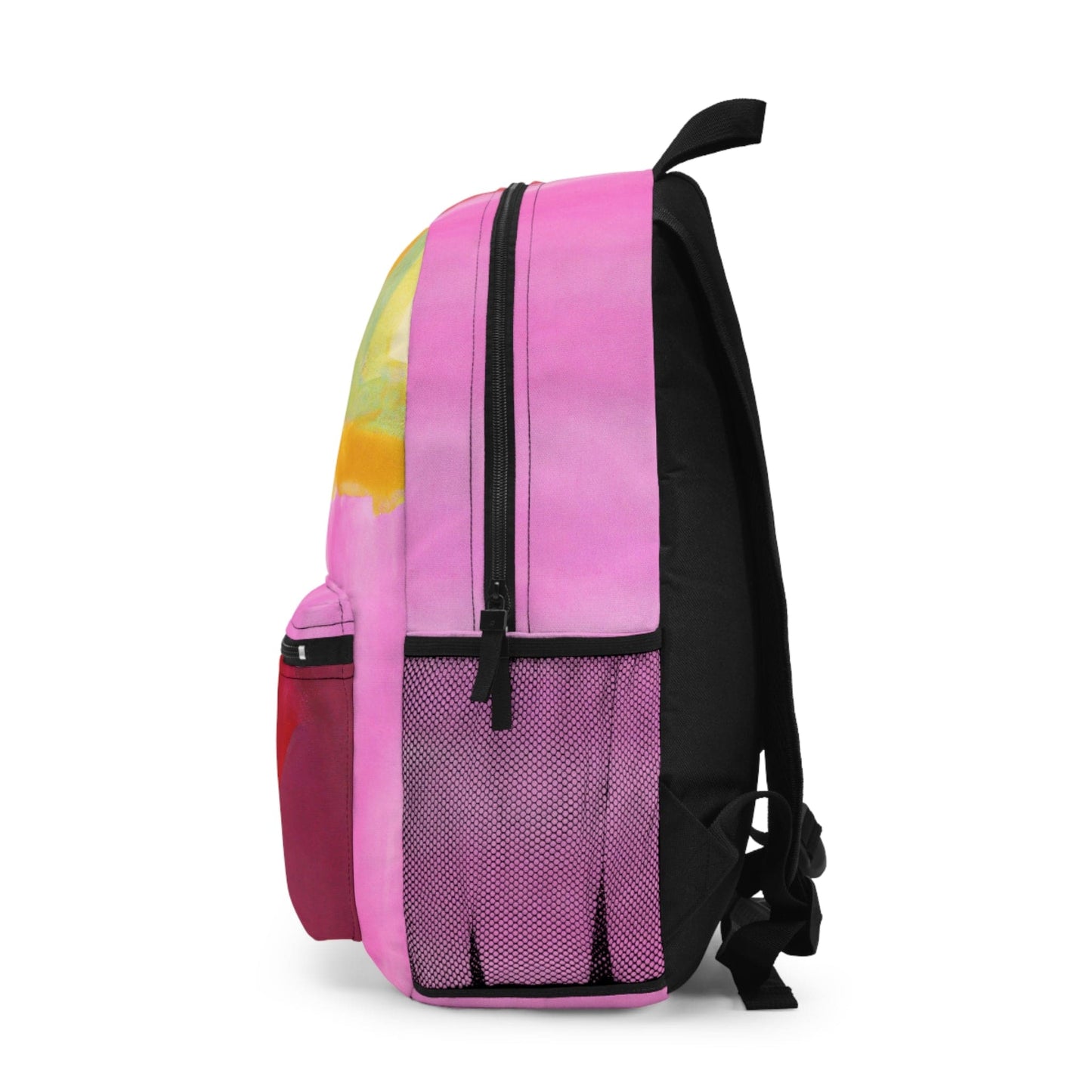 Backpack - Large Water-resistant Bag - Pink Mauve Red Geometric