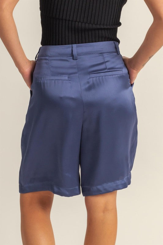 HYFVE High-Waist Pleated Satin Women's Shorts