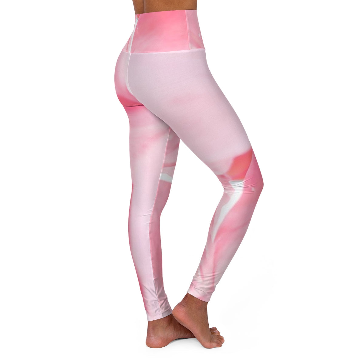 Womens Hhigh-waist Fitness Legging Yoga Pants - Pink Flower Bloom
