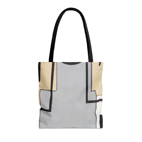 Large Tote Bag Black Grey Abstract Pattern