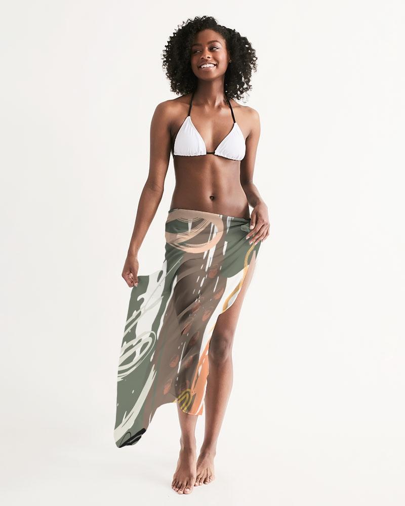 Sheer Circular Multicolor Green Swimsuit Cover Up