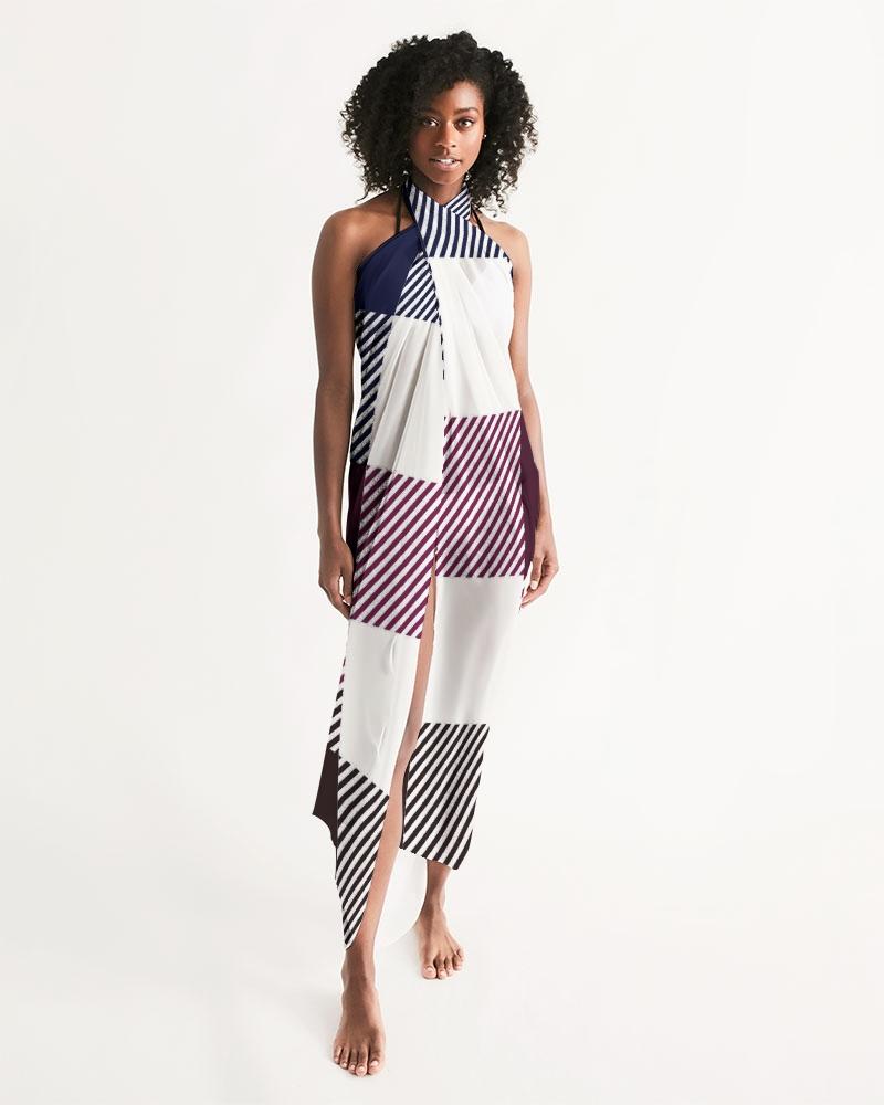 Sheer Sarong Swimsuit Cover Up Wrap / White Grid