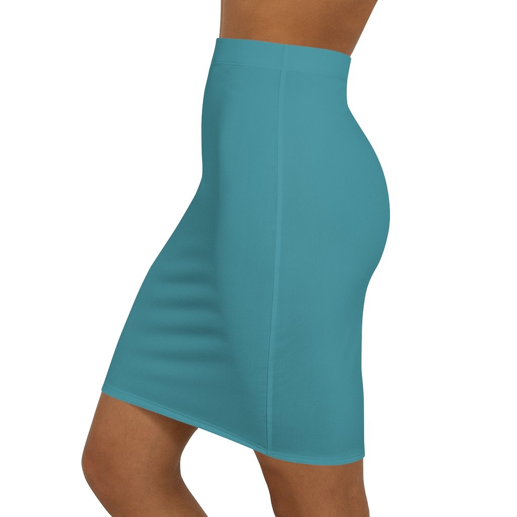 Womens Pencil Skirt - Aqua Green Stretch Mini