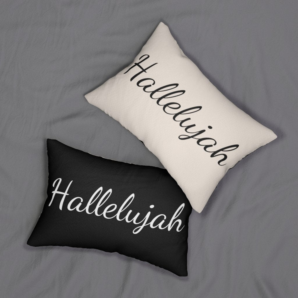 Decorative Lumbar Throw Pillow - Hallelujah - Beige Black