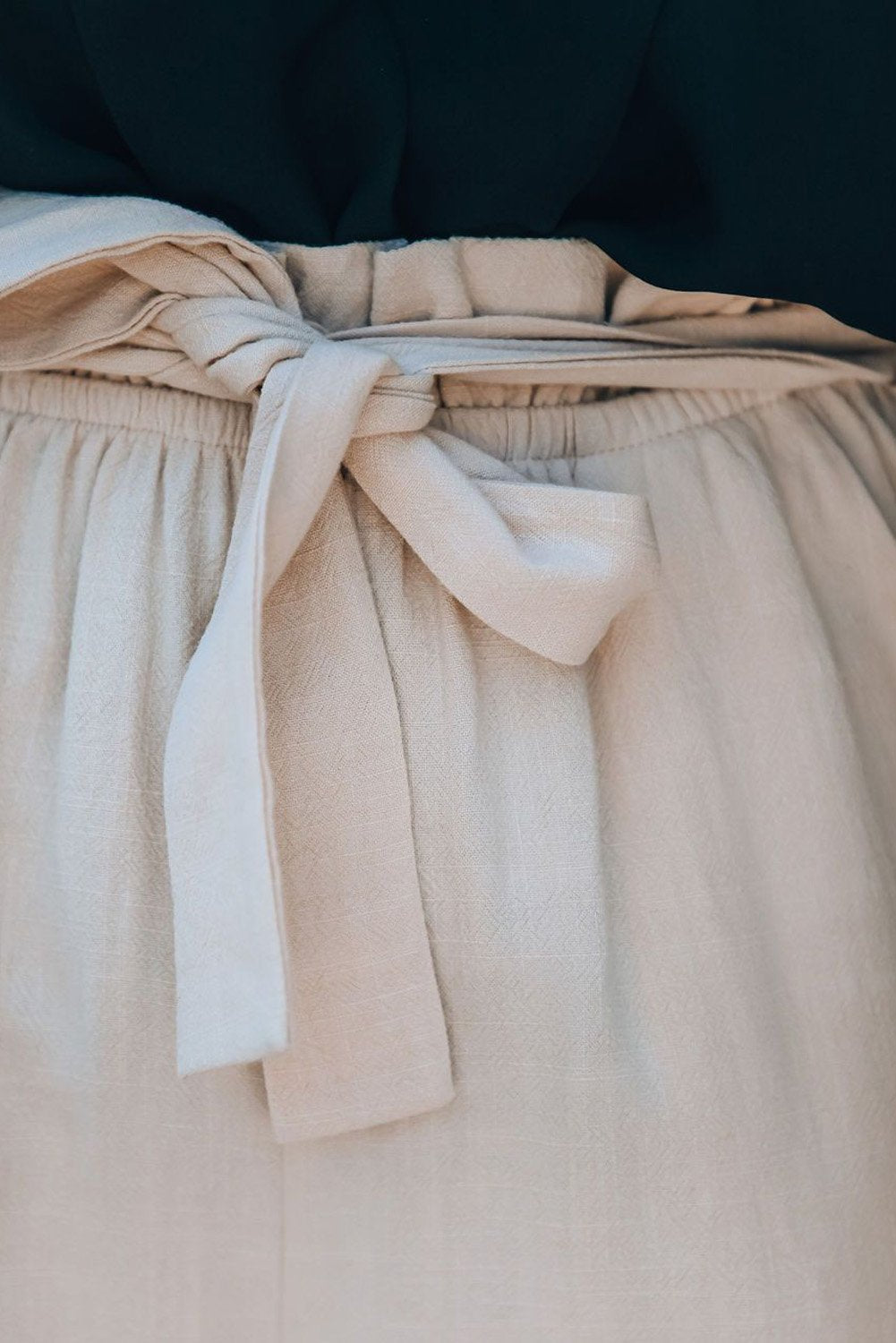 Cotton Pocketed Paper Bag Waist Women's Shorts