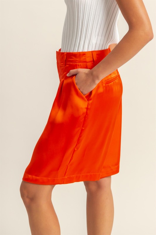 HYFVE High-Waist Pleated Satin Women's Shorts