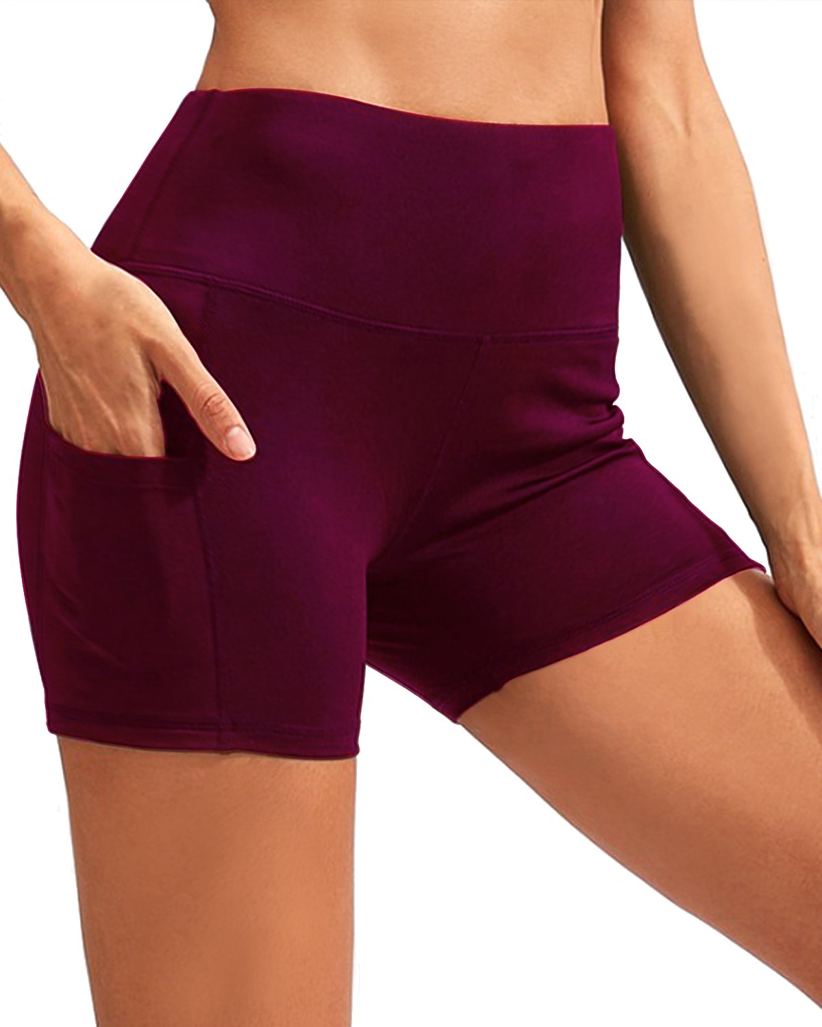 CALCAO Women's High Waist YOGA SHORTS - RED