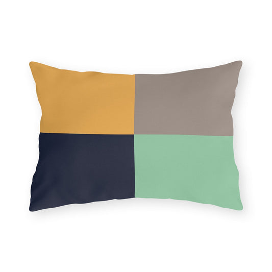 Decorative Indoor/outdoor Throw Pillow - Gold Taupe Navy Mint