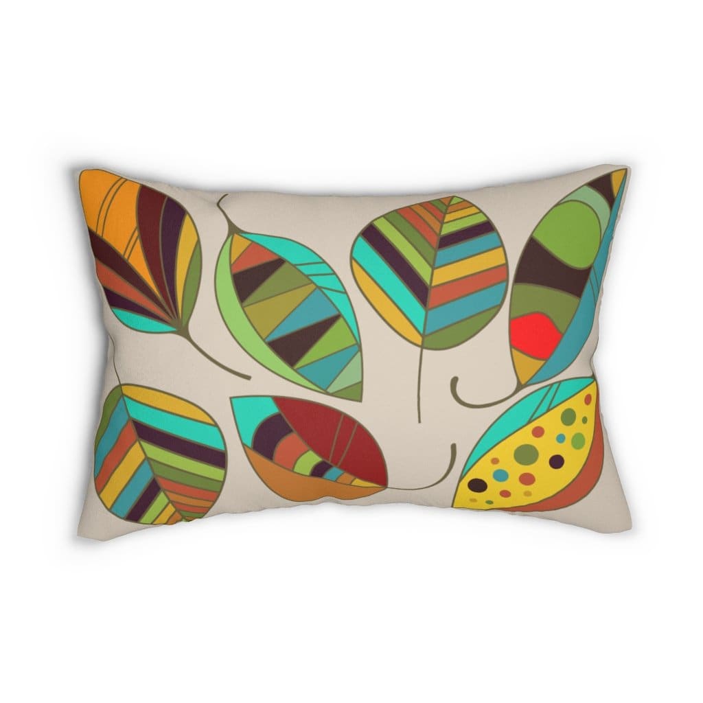 Decorative Lumbar Throw Pillow - Beige Autumn Leaves
