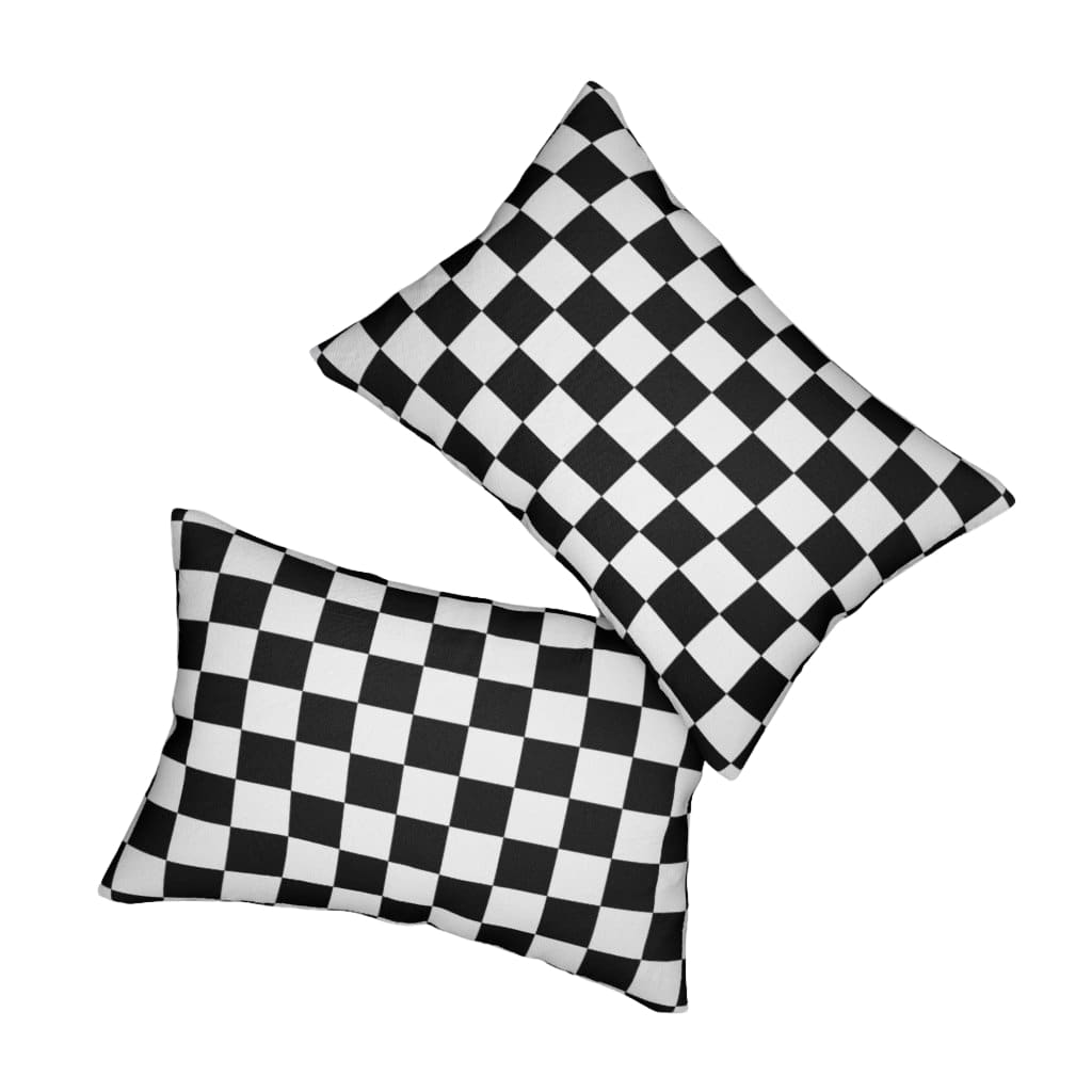 Decorative Lumbar Throw Pillow - Black White Checkers