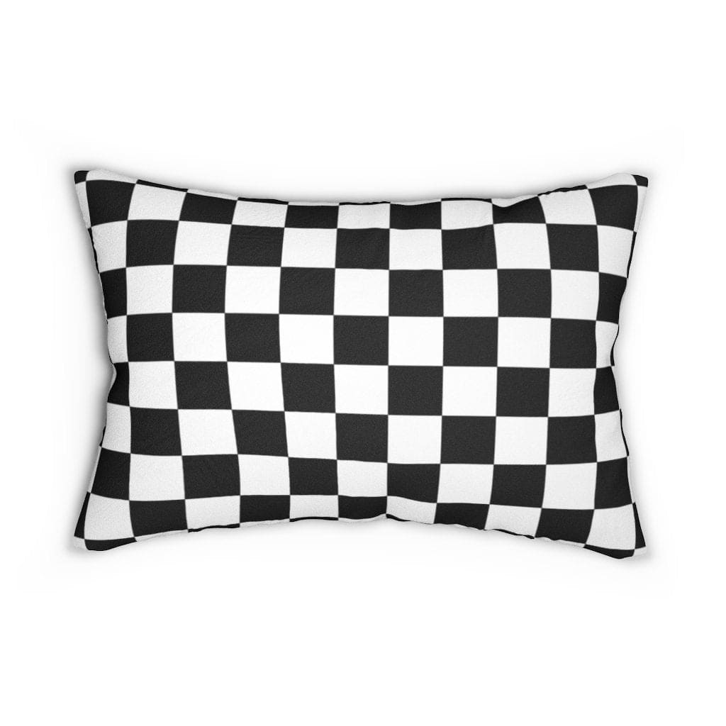 Decorative Lumbar Throw Pillow - Black White Checkers