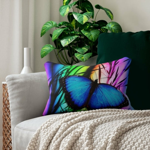 Decorative Lumbar Throw Pillow - Blue Butterfly