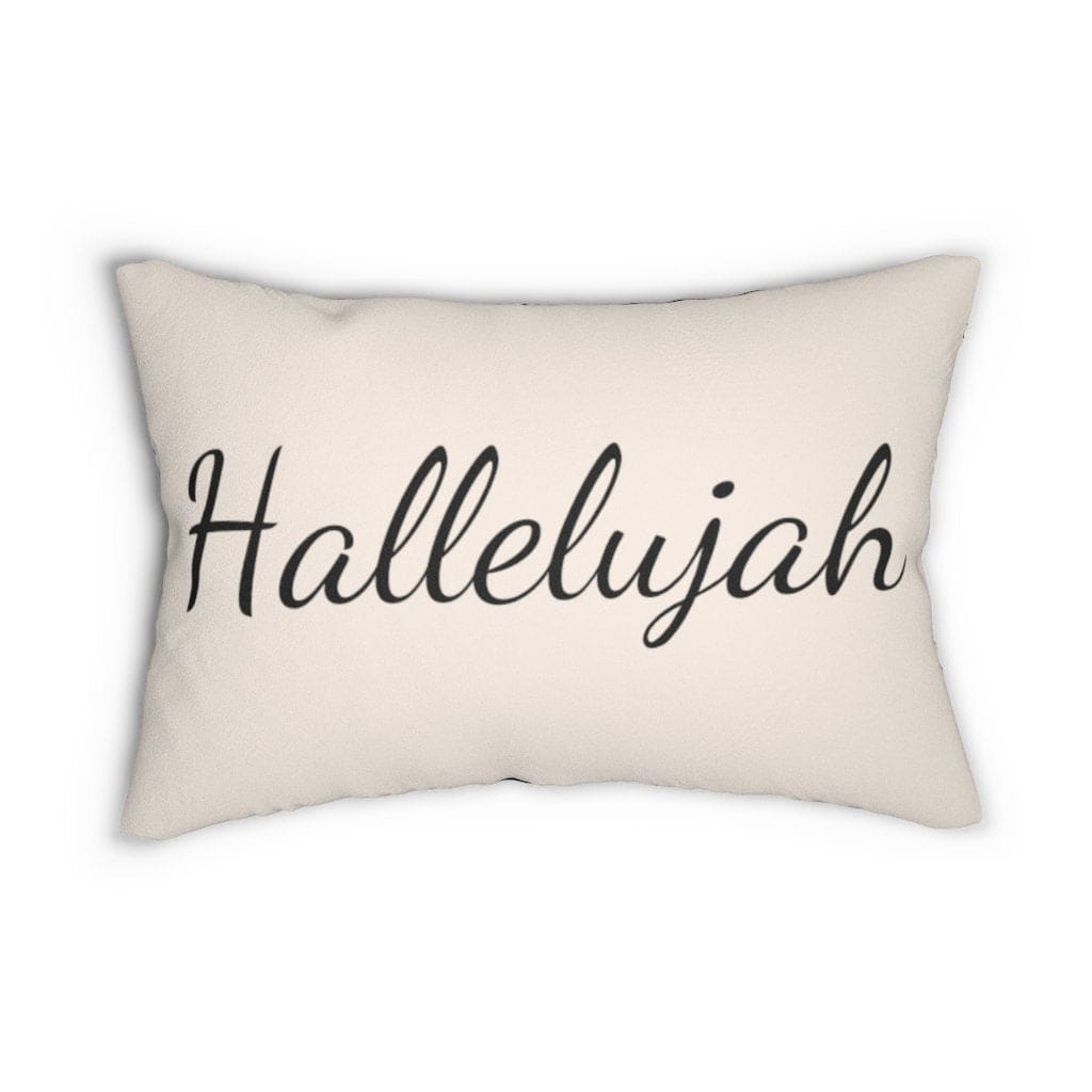 Decorative Lumbar Throw Pillow - Hallelujah - Beige Black