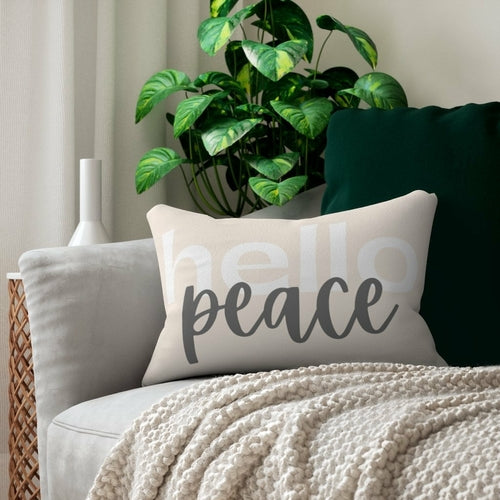 Decorative Lumbar Throw Pillow - Hello Peace - Black/beige