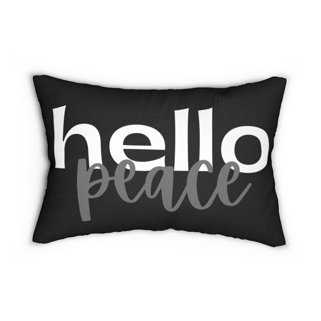 Decorative Lumbar Throw Pillow - Hello Peace - Black/beige