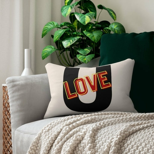 Decorative Lumbar Throw Pillow - Love u - Beige