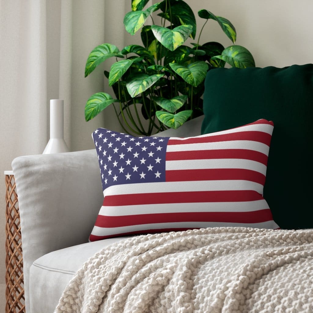Decorative Lumbar Throw Pillow - Usa Flag Pattern