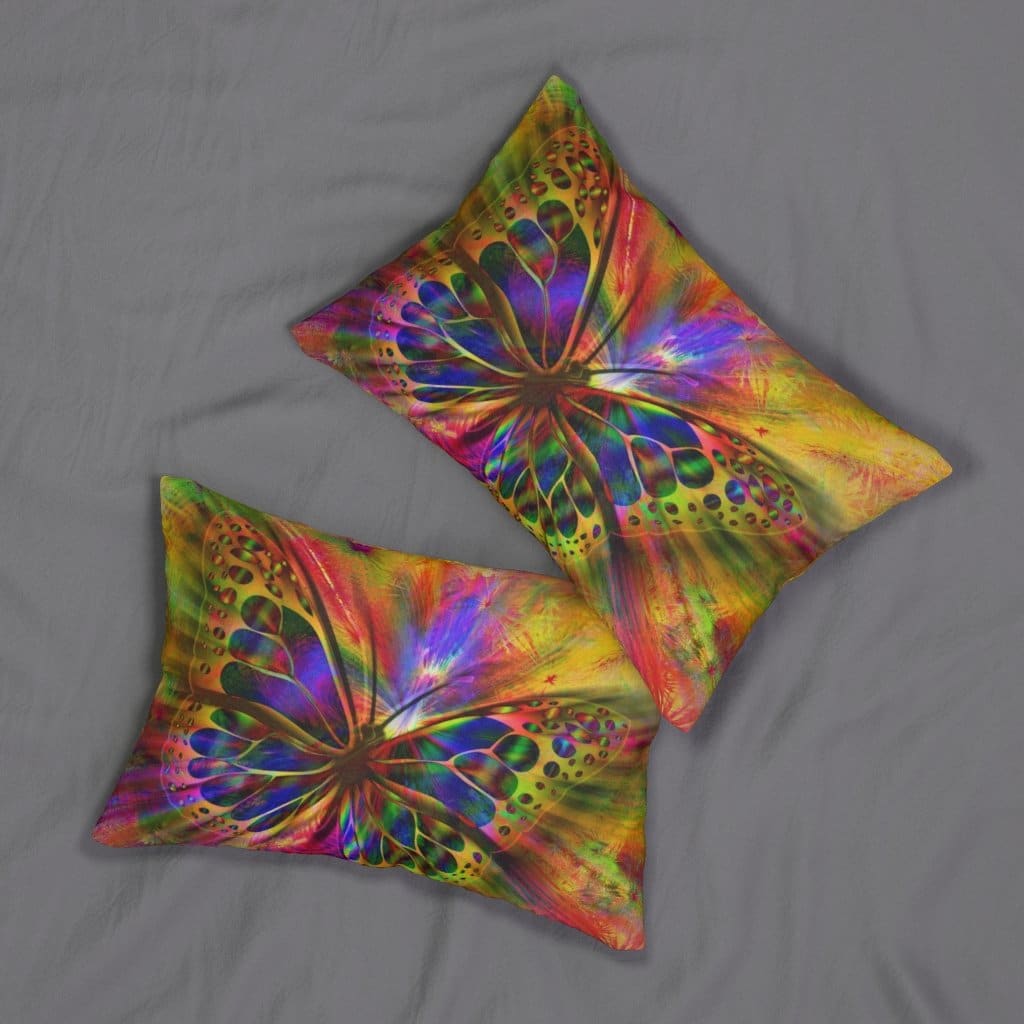 Decorative Lumbar Throw Pillow - Purple Butterfly