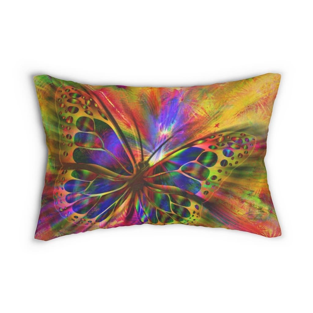 Decorative Lumbar Throw Pillow - Purple Butterfly
