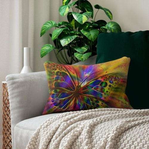 Decorative Lumbar Throw Pillow - Purple Butterfly