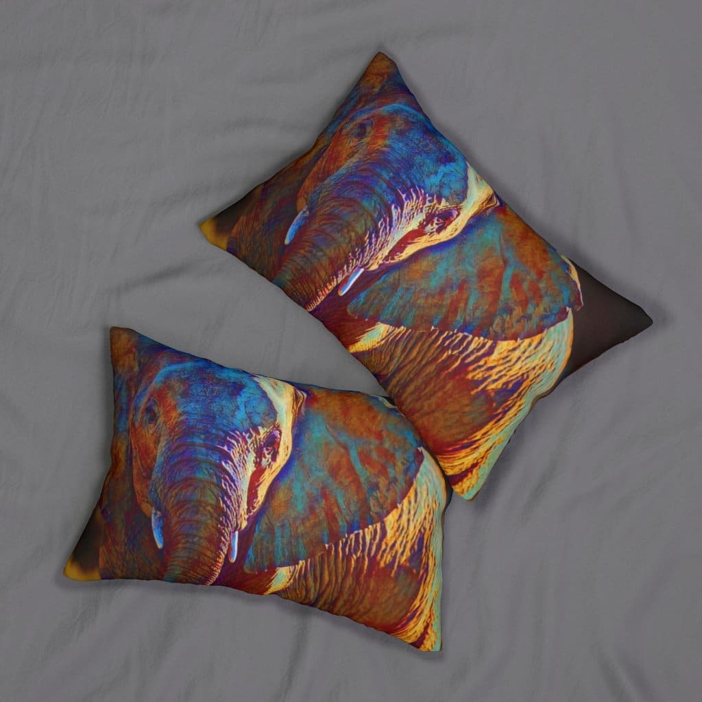 Decorative Lumbar Throw Pillow - Safari Elephant - Multicolor