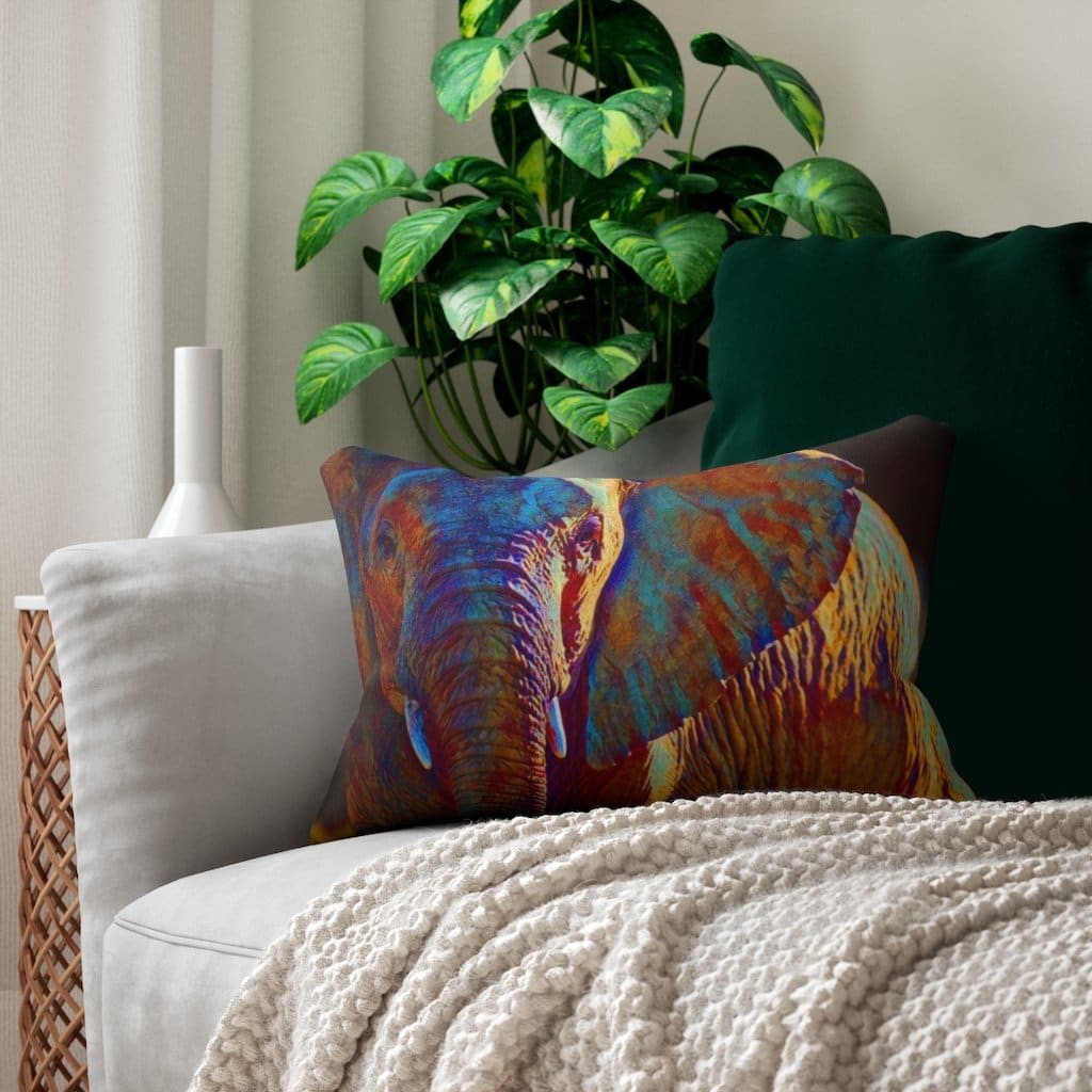 Decorative Lumbar Throw Pillow - Safari Elephant - Multicolor