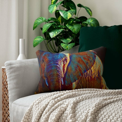 Decorative Lumbar Throw Pillow - Safari Elephant - Multicolor