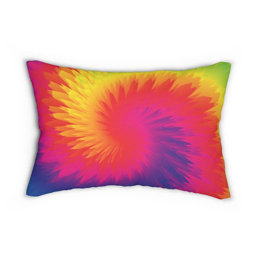 Decorative Lumbar Throw Pillow - Tie Dye Rainbow Swirl Pattern