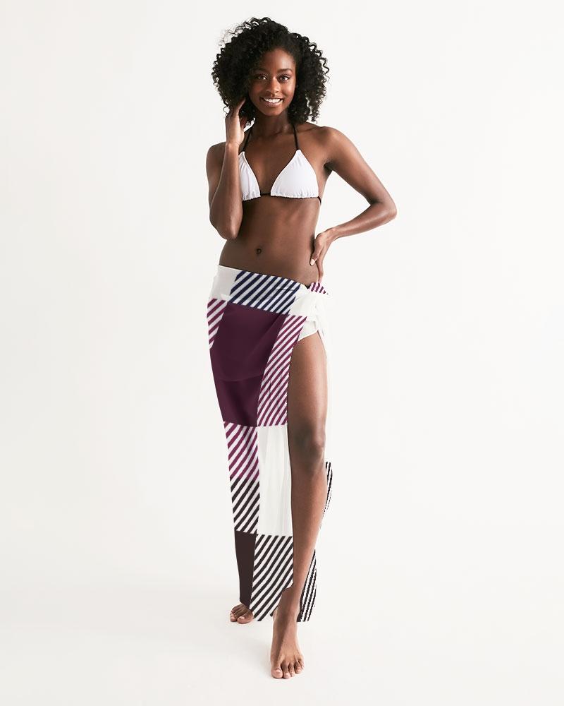 Sheer Sarong Swimsuit Cover Up Wrap / White Grid