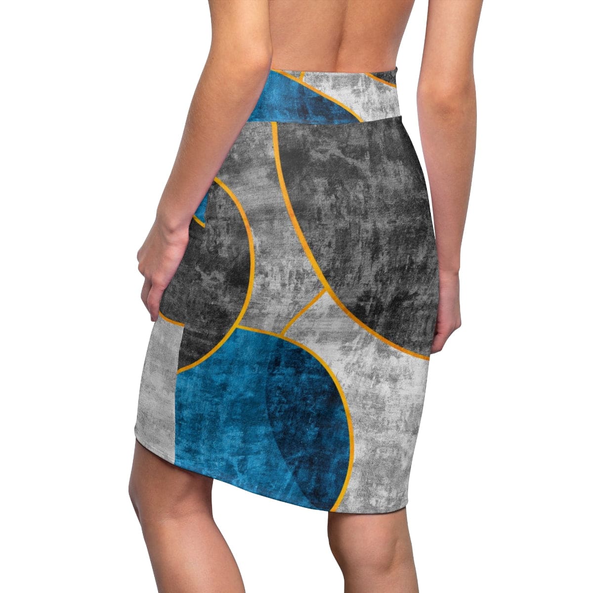 High Waist Womens Pencil Skirt - Contour Stretch - Black Blue Grey