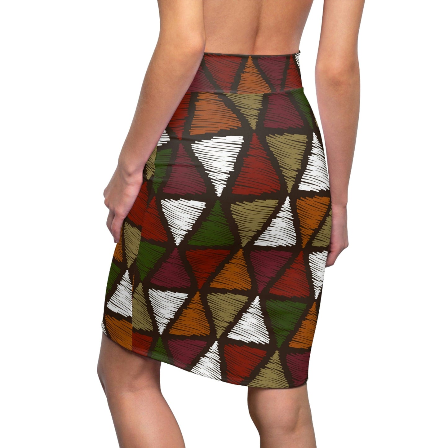 High Waist Womens Pencil Skirt - Contour Stretch - Forest Green and