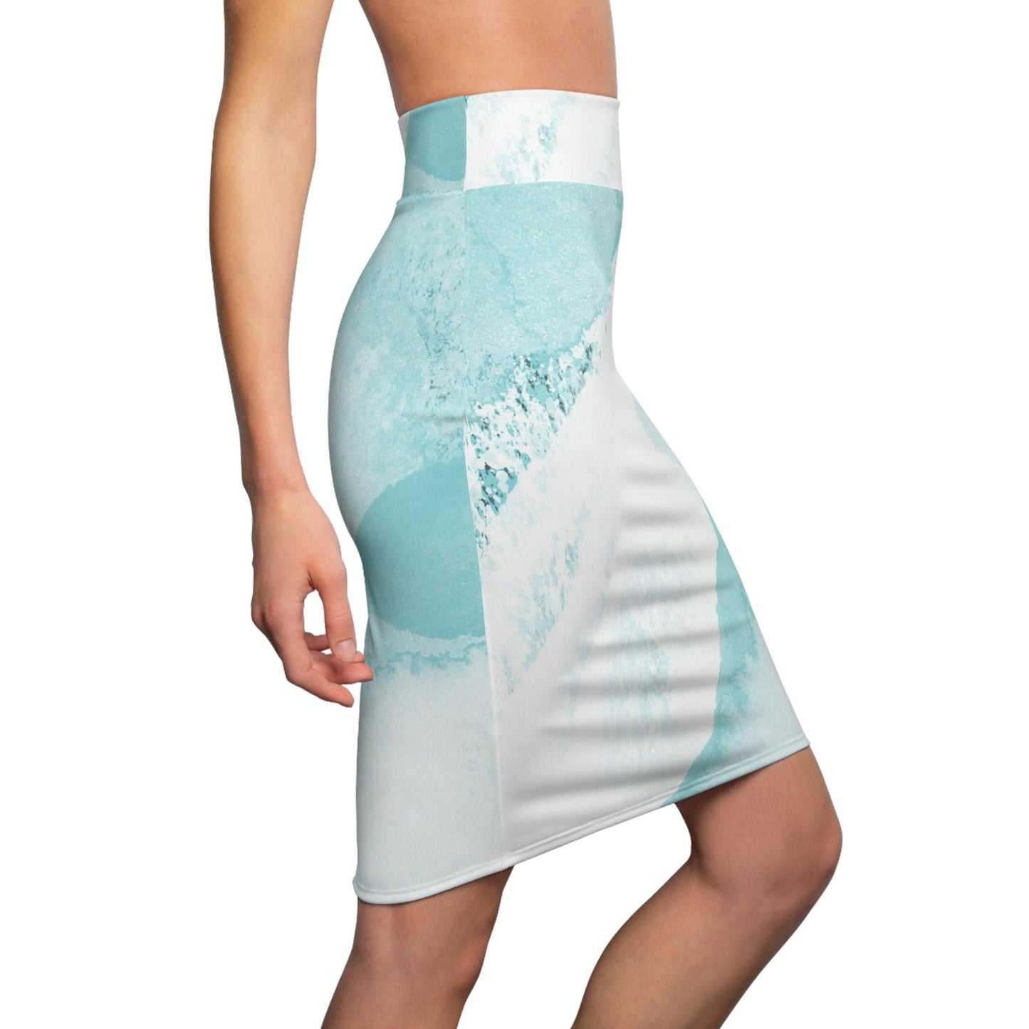 High Waist Womens Pencil Skirt - Contour Stretch - Subtle Abstract