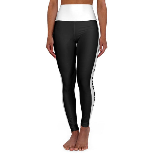 Womens High-waist Fitness Legging Yoga Pants - Black White Salt of the