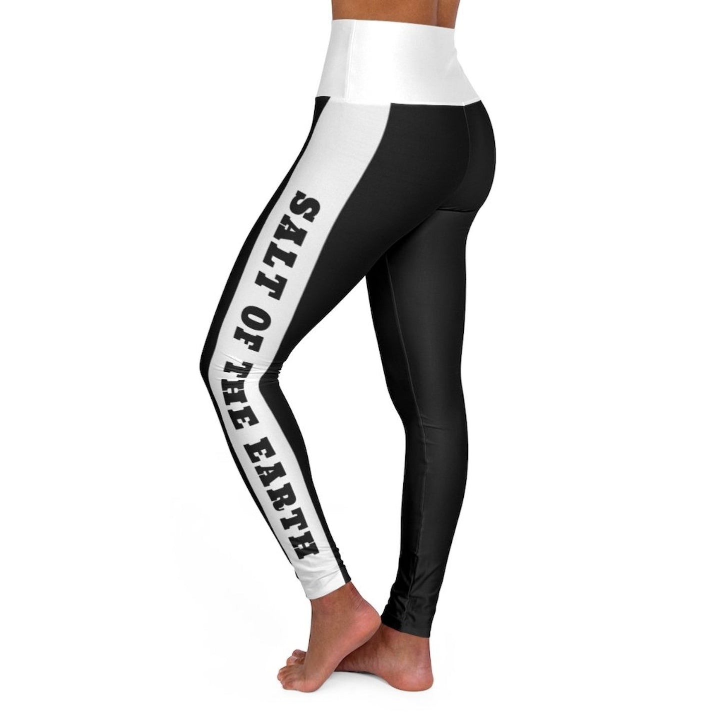 Womens High-waist Fitness Legging Yoga Pants - Black White Salt of the