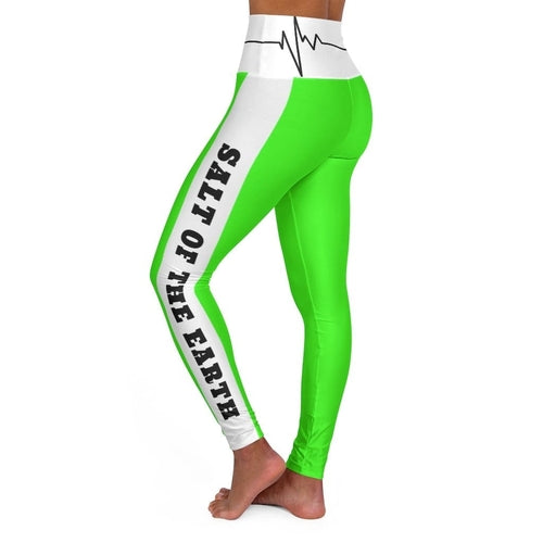 High Waisted Yoga Leggings - Neon Green Salt of the Earth Matthew 5:13
