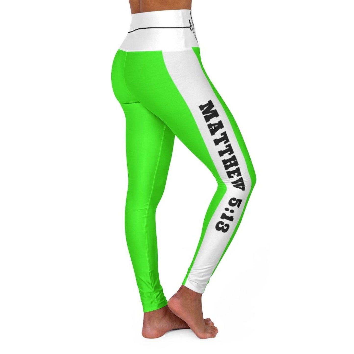 High Waisted Yoga Leggings - Neon Green Salt of the Earth Matthew 5:13
