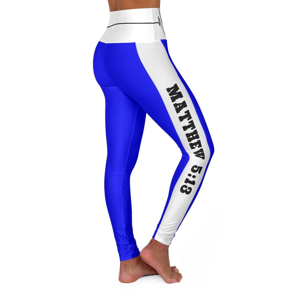 High Waisted Yoga Leggings - Royal Blue Salt of the Earth Matthew 5:13