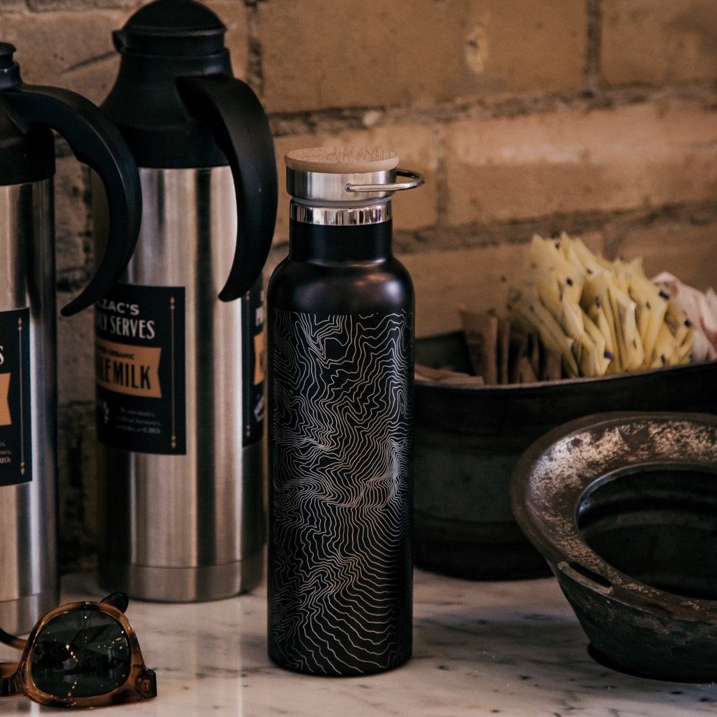 Lexington-Fayette - Kentucky Map Bottle with Bamboo Top in Matte Black
