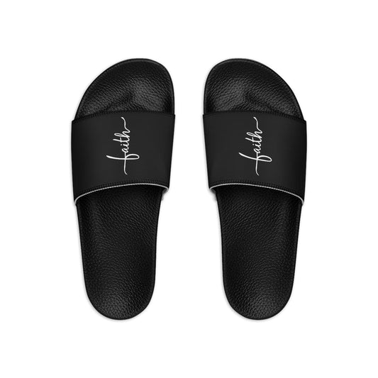 Mens Black Slide Sandals - Faith Christian Inspiration