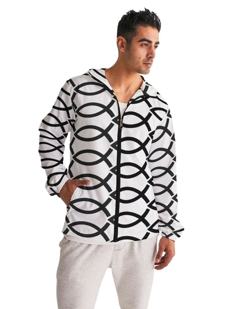 Mens Hooded Windbreaker - Agape Love Water Resistant Jacket - Jjxv0x