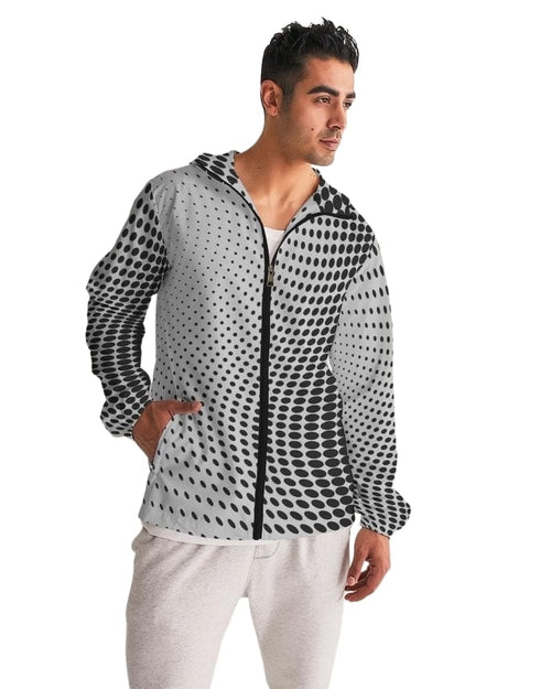 Mens Lightweight Windbreaker Jacket with Hood and Zipper Closure -