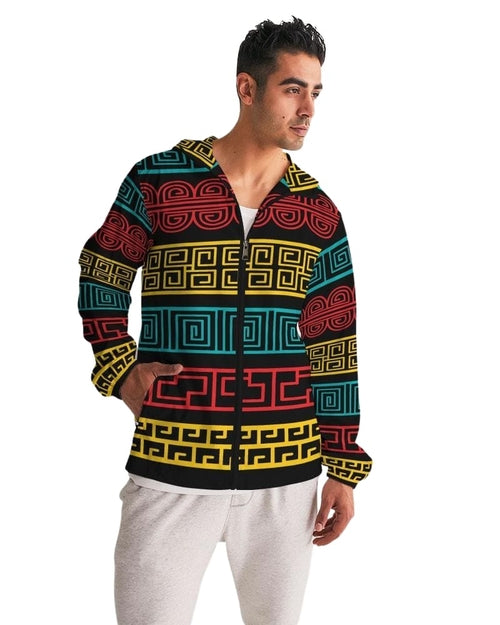 Mens Hooded Windbreaker - Multicolor Water Resistant Jacket - Je7y0x