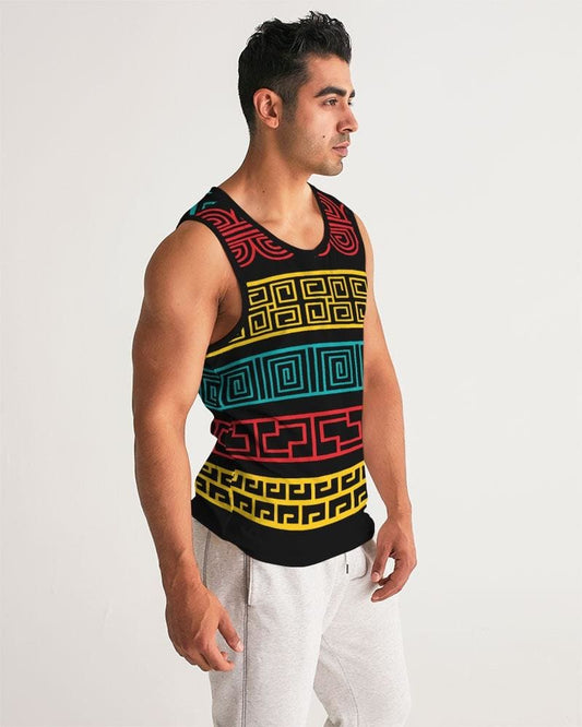 Mens Graphic Tank Top - Colorful Pattern Sports Top