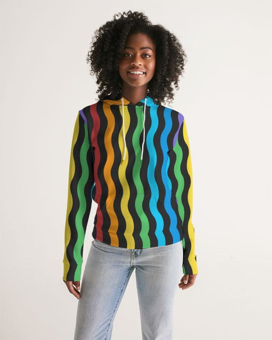 Womens Hoodie - Pullover Hooded Sweatshirt -graphic/rainbow Stripes