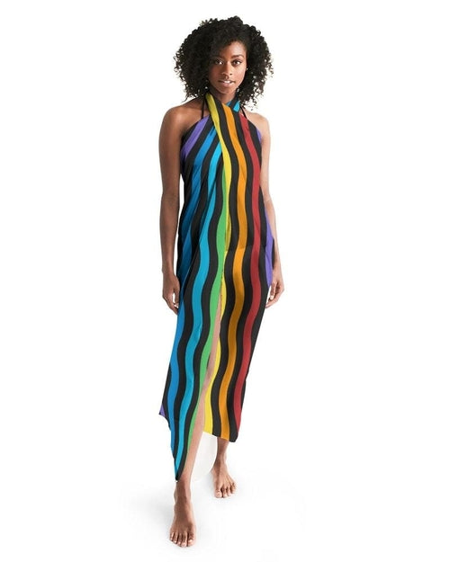 Sheer Rainbow Striped Swimsuit Cover Up