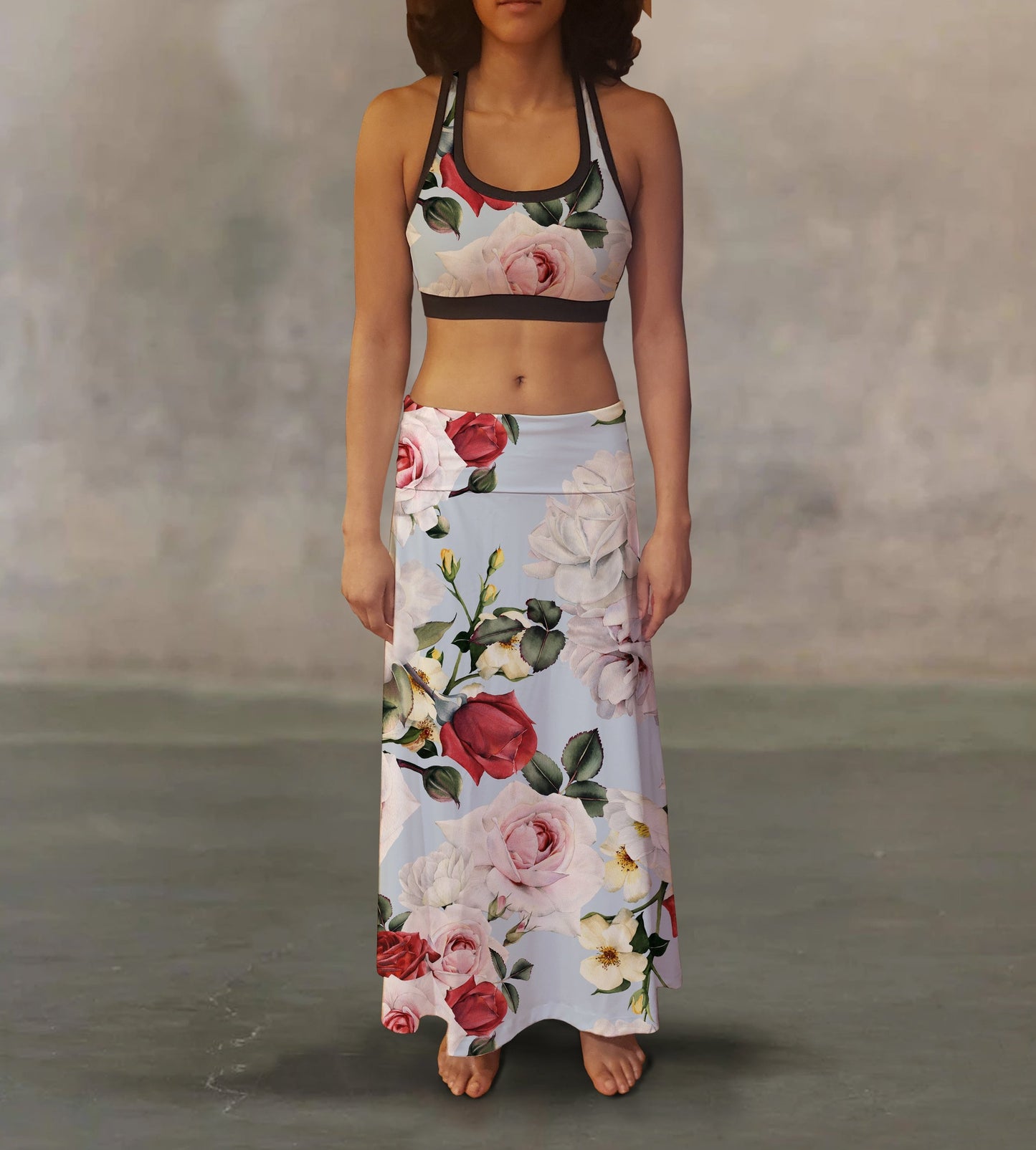 Valentine Roses Splash Maxi Skirt