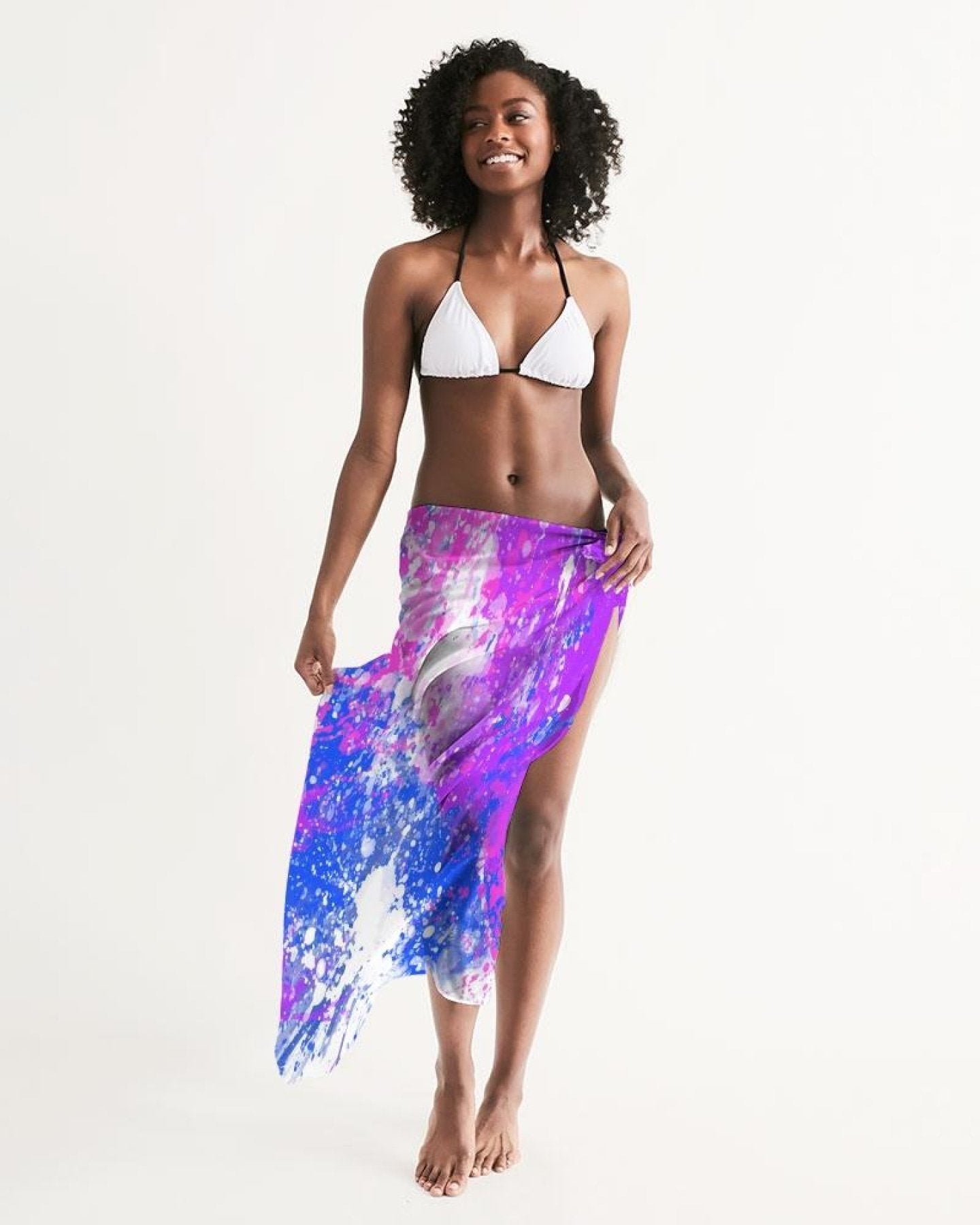 Sheer Sarong Swimsuit Cover Up Wrap / Purple Tie Dye