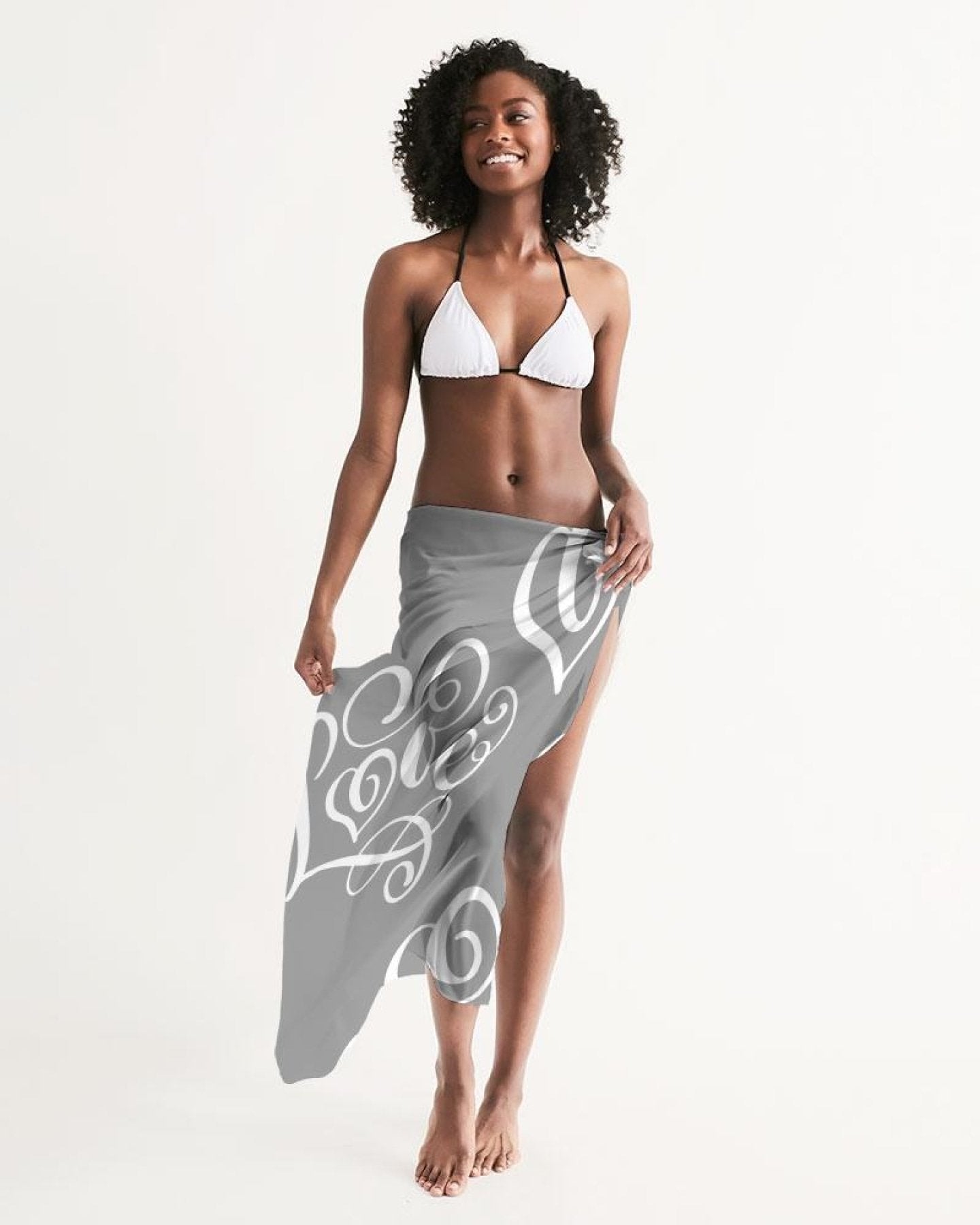 Sheer Sarong Swimsuit Cover Up Wrap / Love Grey