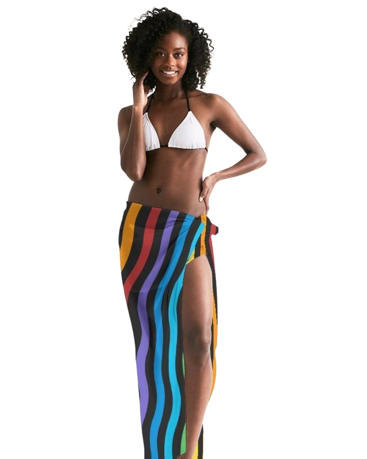 Sheer Rainbow Striped Swimsuit Cover Up