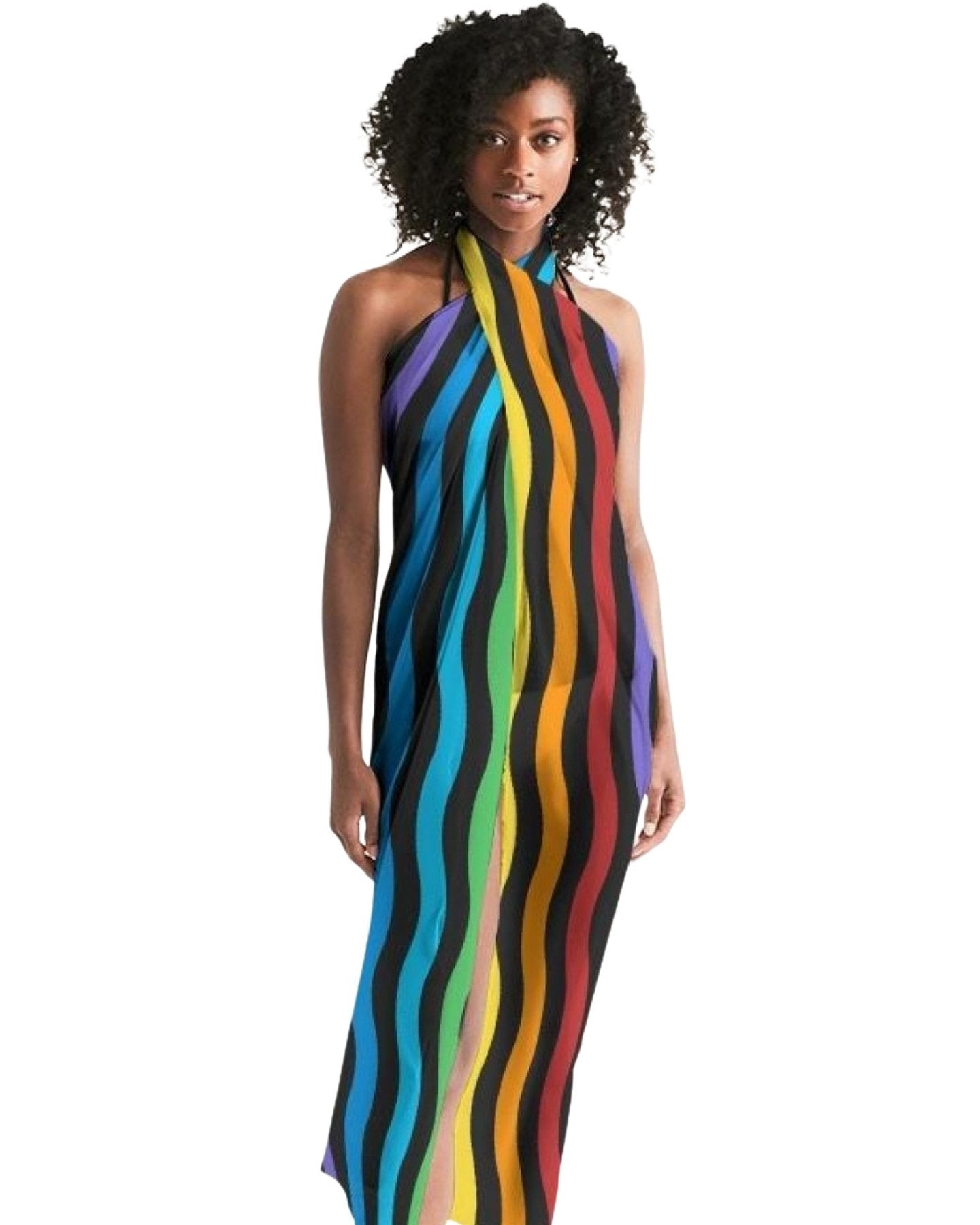 Sheer Rainbow Striped Swimsuit Cover Up